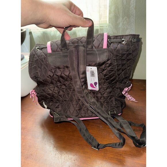 Belvah NWT Quilted Backpack with 1 or 2 Straps Brown and Pink - Picture 2 of 15